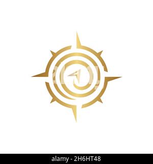 vector design. logo created from compass logo concept idea with gold color. Stock Vector