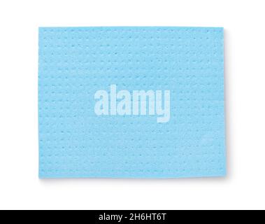 Top view of blue cellulose absorbent wipe isolated on white Stock Photo