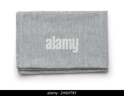Top view of folded grey cotton napkin isolated on white Stock Photo