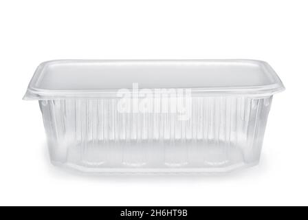 Disposable Plastic Food Container On White Backdrop Stock Photo