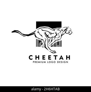 running cheetah vector logo design illustration Stock Vector