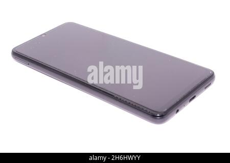 Smartphone isolated on white background with selective focus Stock Photo