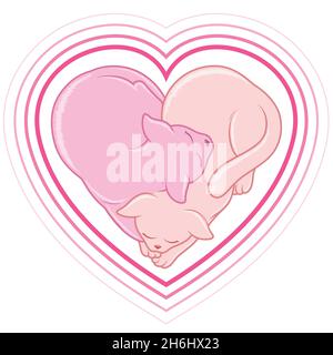 Heart shaped cats vector design, heart shaped pet Stock Vector