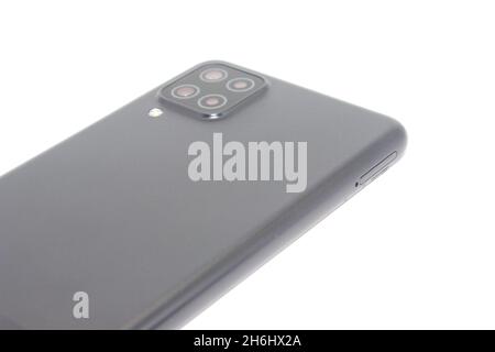 Smartphone isolated on white background with selective focus Stock Photo