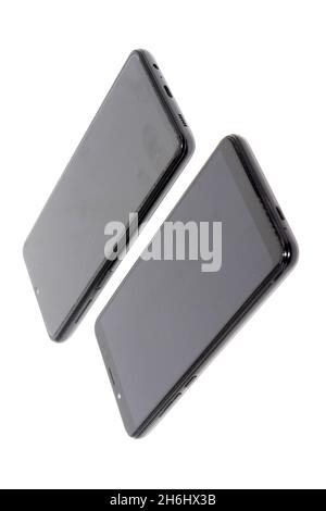 Smartphone isolated on white background with selective focus Stock Photo