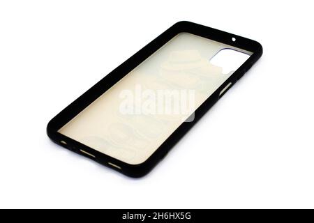Mobile back cover isolated on white background with selective focus Stock Photo
