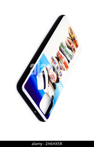 Mobile back cover isolated on white background with selective focus Stock Photo