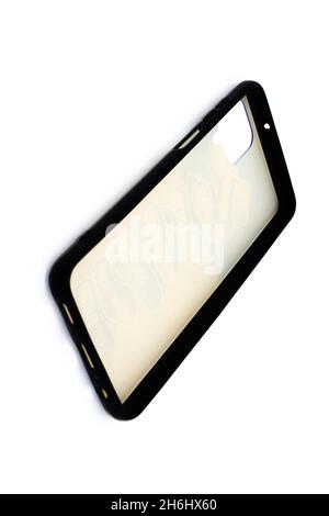 Mobile back cover isolated on white background with selective focus Stock Photo