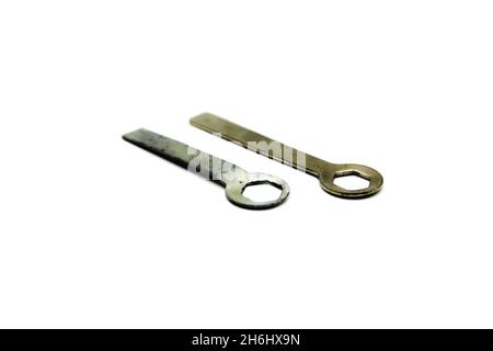 Geometry compass key isolated on white background with selective focus Stock Photo