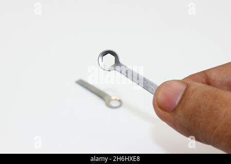 Geometry compass key isolated on white background with selective focus Stock Photo