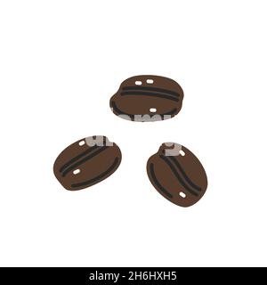 Brown coffee beans on white background. Vector flat illustration Stock Vector