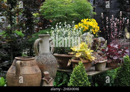 SOLINGEN, GERMANY - 15 JUNE 2013: Decoration of the German garden Ulbrich in June Stock Photo