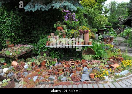 SOLINGEN, GERMANY - 15 JUNE 2013: Decoration of the German garden Ulbrich in June Stock Photo