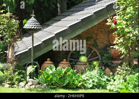 SOLINGEN, GERMANY - 15 JUNE 2013: Decoration of the German garden Ulbrich in June Stock Photo
