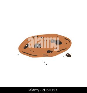 Chocolate chip cookie on white background. Vector flat illustration Stock Vector