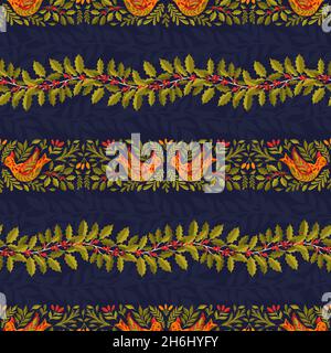 Seamless pattern Merry Christmas 2022.Branch leaves elegante xmas design. Stock Vector