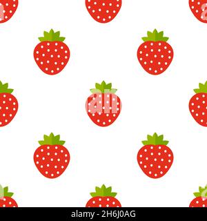 Strawberry pattern. Wild strawberries fruits. Vector illustration. Stock Vector