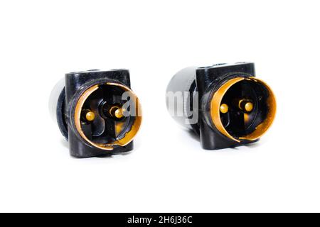 Bulb holders on white background with selective focus Stock Photo