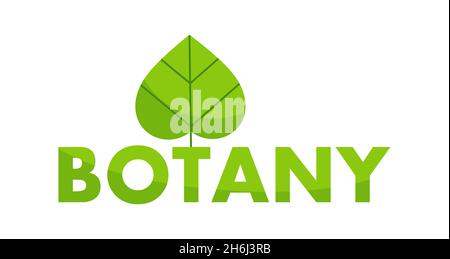 Botany green word and green leaf symbol label. Vector illustration. Stock Vector