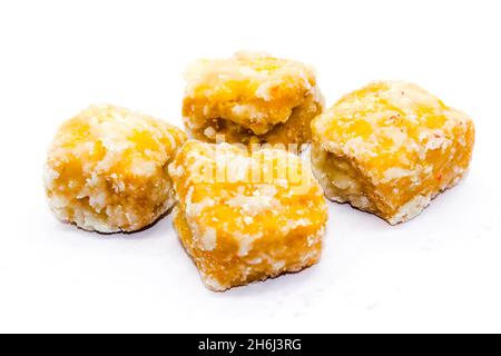 Sweet mathri on white background with selective focus Stock Photo