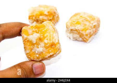 Sweet mathri on white background with selective focus Stock Photo