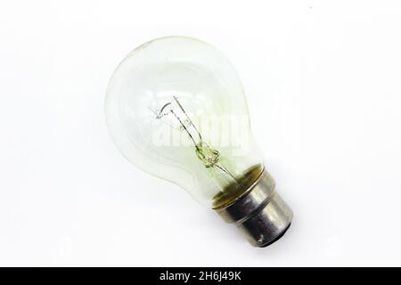 light bulb on white background with selective focus Stock Photo