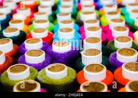 A picture of thread rolls with selective focus Stock Photo