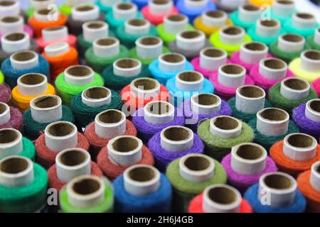 A picture of thread rolls with selective focus Stock Photo
