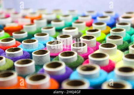 A picture of thread rolls with selective focus Stock Photo