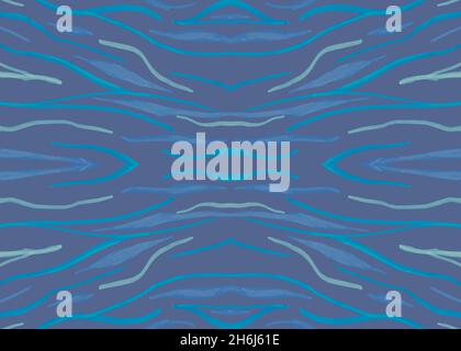 Seamless Animal Texture. Watercolor African Background. Zebra Fur. Blue Fashion Repeat. Black Zoo Design. Animal Print. Camouflage African Wallpaper. Stock Photo
