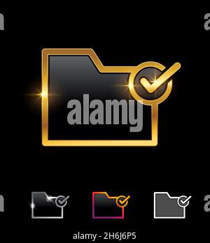 A vector illustration set of Golden Verified Folder Sign Stock Vector