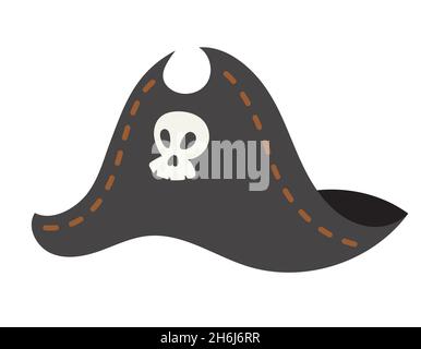 Pirate captain hat. Vintage accessory in cartoon style. Stock Vector