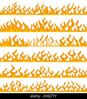 Fire flame frame borders Stock Vector