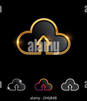 A Vector Illustration set of Golden Upload Cloud Vector Sign Stock Vector