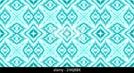 Seamless Tie-Dye Pattern. Artistic Print in Blue and White Colors. Damask or Victorian Style. Aquarelle Ink Ornament. Watercolour Tie Dye Pattern. Stock Photo