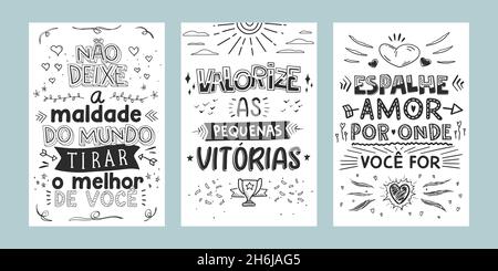 Three inspirational phrases in Brazilian Portuguese Stock Vector