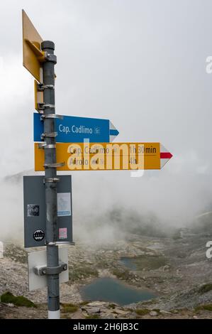 way sign on Passo Bornengo Stock Photo