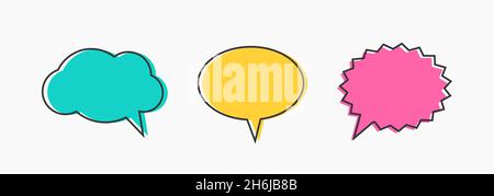 Colorful outline speech bubbles set. Vector illustration. Stock Vector