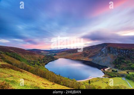 Sunset at Lough Tay Wicklow Ireland Stock Photo