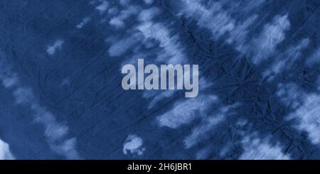 Indigo Batik Dye Textures. Navy Grunge Ethnic Stock Photo