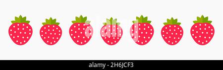 Strawberries fruits border pattern. Vector illustration. Stock Vector