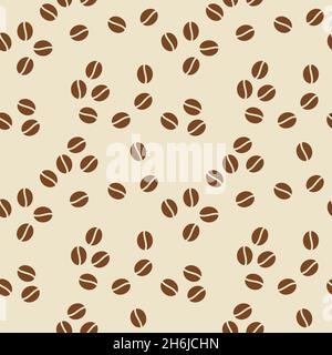 Coffee beans brown seamless pattern. Vector illustration. Stock Vector