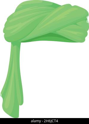 Green man turban. Arabian headdress, jaipur clothes, vector illustration isolated on white background Stock Vector