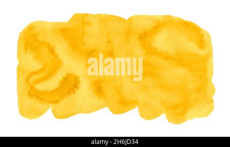 Rectangular yellow watercolor stain, abstract frame for design. Stock Photo