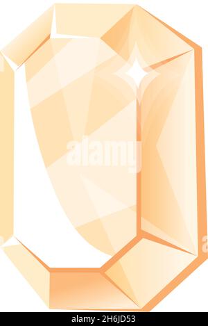 Jewelry crystald. Bright citrine gem, fantasy gemstone, cartoon vector illustration, icon isolated on white background Stock Vector