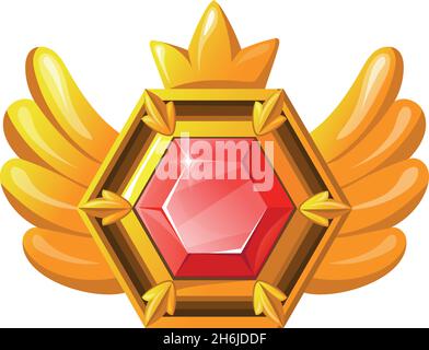 Medal of honor. Award in 3d game, gui assets for rpg, cartoon vector illustration isolated on white background Stock Vector