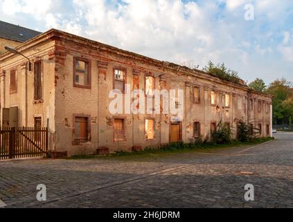 old abandoned and run down brick build factory building in former East Germany Stock Photo