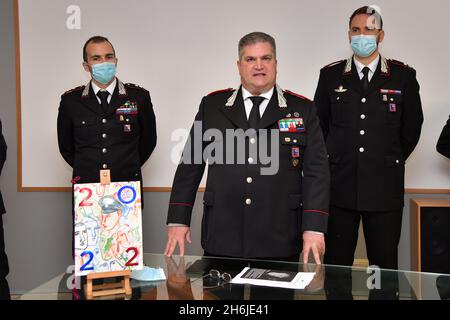 Rieti, Italy. 16th Nov, 2021. Rieti, November 16, 2021 Presentation of the 2022 Historical Calendar of the Carabinieri in Rieti by the Provincial Commander Colonel Bruno Bellini Credit: Independent Photo Agency/Alamy Live News Stock Photo