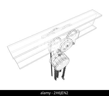 A Hoist on the beam. 3d illustration Stock Photo