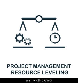 Resource Leveling icon. Monochrome sign from project management collection. Creative Resource Leveling icon illustration for web design, infographics Stock Vector